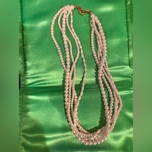 Vintage Classic Multi-Strand Pearl Necklace with goldtone clasp